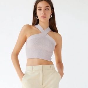 Babaton Sculpt Knit Criss Cross Tank in Light Purple